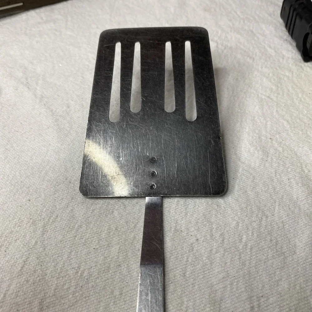 Lot Of Vintage Utica Slotted Spoon, Ladle And Spatula Wooden Handles Please Read